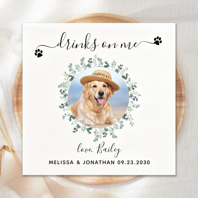 Serviette En Papier Cocktail personnalisé Mariage de chien (Créateur téléchargé)