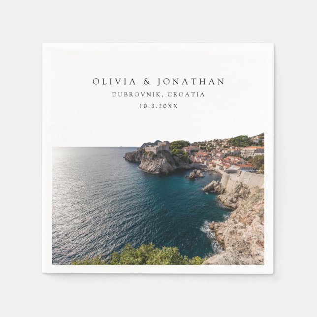 Serviette En Papier Cocktail personnalisé Mariage Dubrovnik Napkin (Devant)
