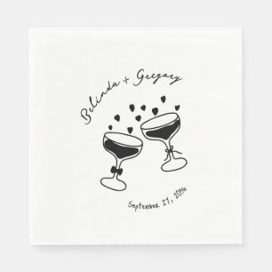 Serviette En Papier Cocktail pétillant personnalisé Mariage Doodles
