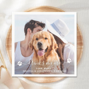 Serviette En Papier Cocktail photo personnalisé Mariage de chien