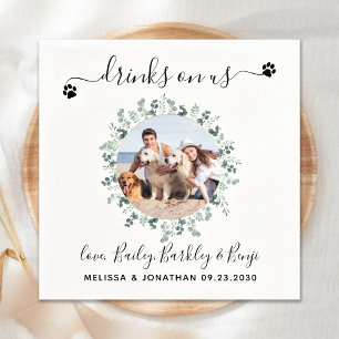 Serviette En Papier Cocktail photo personnalisé Mariage de chien
