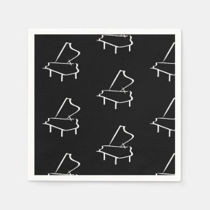 Serviette En Papier Cocktail Piano Noir et Blanc