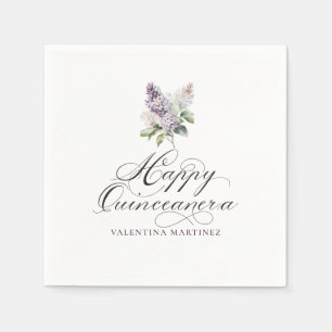 Serviette En Papier Cocktail Quinceanera Purple Lilac Spring Flower