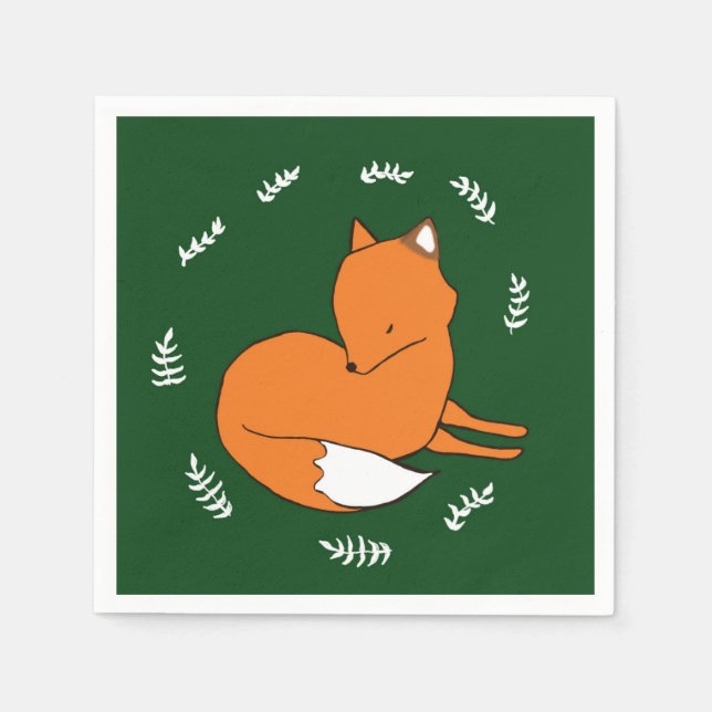 Serviette En Papier Cocktail Red Fox Napkin (Devant)