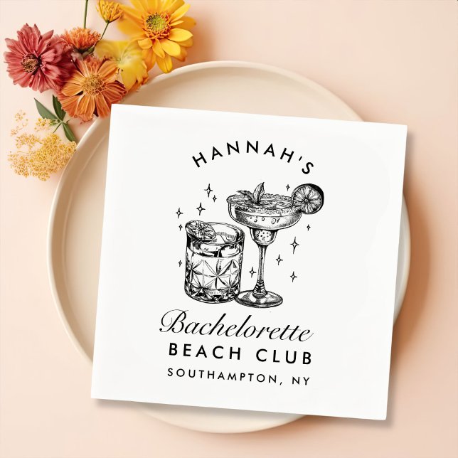 Serviette En Papier Cocktail Rétro Enterrement de Vie de Jeune Fille N (Créateur téléchargé)