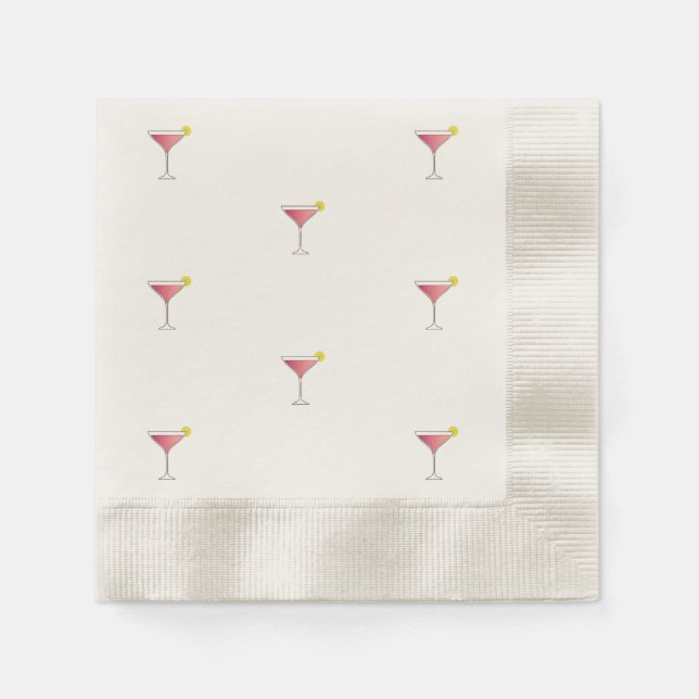Serviette En Papier Cocktail rose avec une tranche de citron (Devant)
