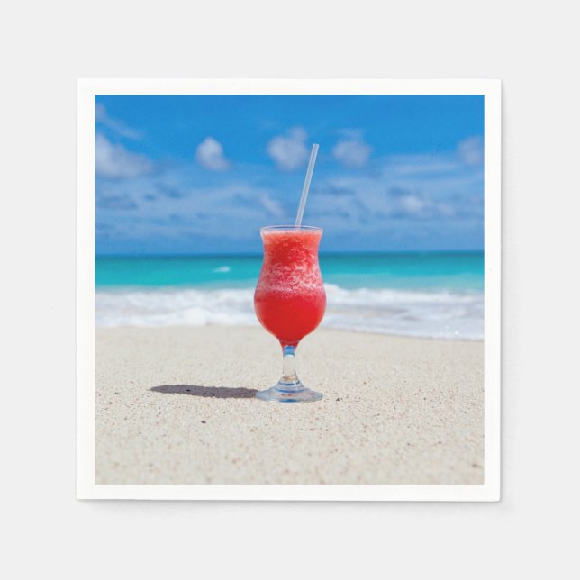 Serviette En Papier Cocktail rouge près de la mer Photo (Devant)