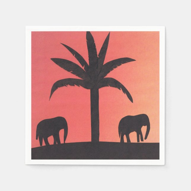 Serviette En Papier Cocktail serviettes avec design éléphant (Devant)