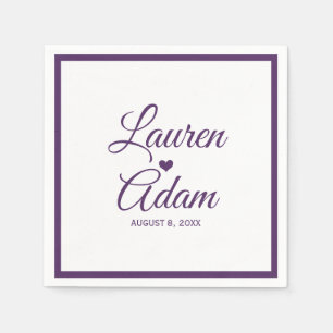 Serviette En Papier Cocktail serviettes Coeur de script simple (prun