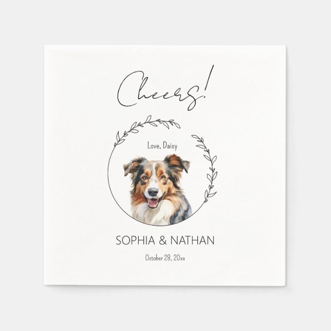 Serviette En Papier Cocktail simple australien Mariage de chien berger (Devant)