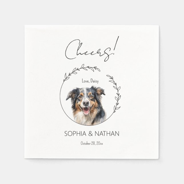 Serviette En Papier Cocktail simple australien Mariage de chien berger (Devant)