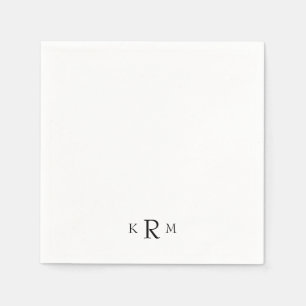 Serviette En Papier Cocktail simple de Monogramme Noir II