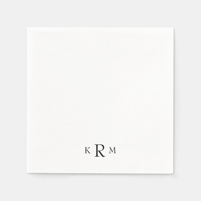 Serviette En Papier Cocktail simple de Monogramme Noir II (Devant)
