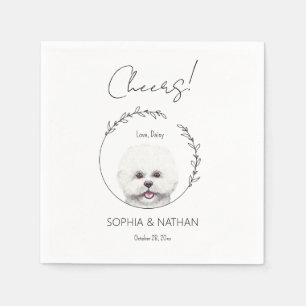Serviette En Papier Cocktail simple Mariage de chien Bichon Frise