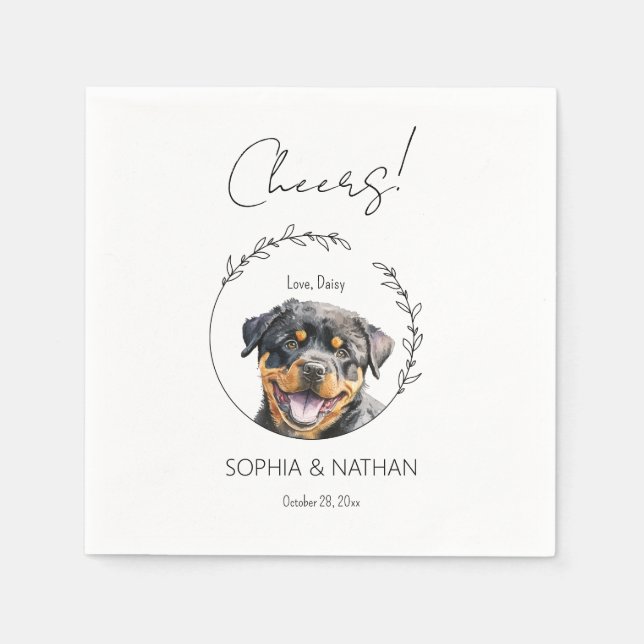 Serviette En Papier Cocktail simple Mariage de chien chiot Rottweiler (Devant)