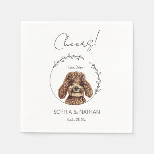 Serviette En Papier Cocktail simple Mariage de chien de caniche