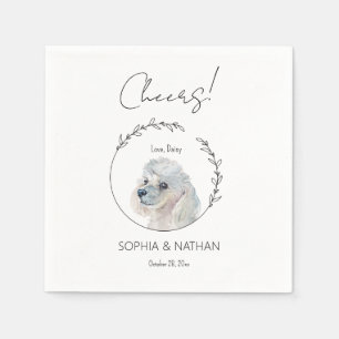 Serviette En Papier Cocktail simple Mariage de chien de caniche blanc