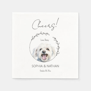 Serviette En Papier Cocktail simple Mariage de chien maltais