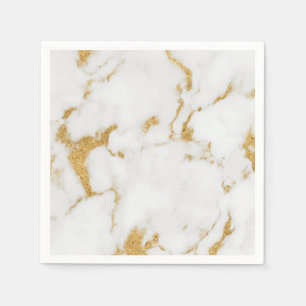 Serviette En Papier Cocktail standard en marbre blanc doré