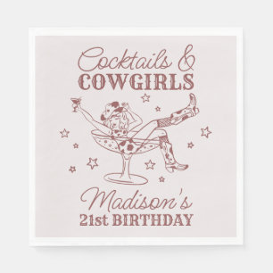 Serviette En Papier Cocktails Bourgogne et Cowgirls Rodeo Anniversaire