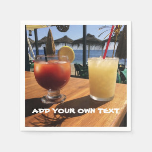Serviette En Papier Cocktails by the Sea Custom Text
