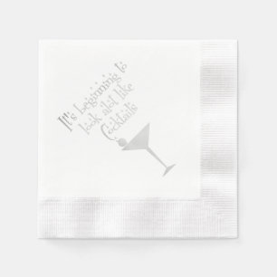 Serviette En Papier Cocktails de Noël Retro les années 50 Silver Motif