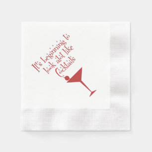 Serviette En Papier Cocktails de Noël Retro les années 50 Style Holly 