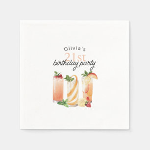 Serviette En Papier Cocktails d'été modernes 21e fête d'anniversaire