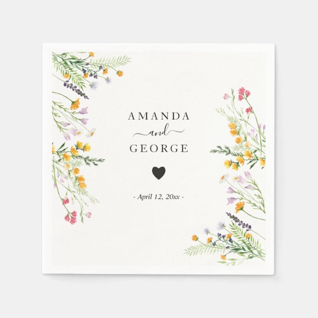 Serviette En Papier Cocktails Mariages fleur sauvage (Devant)