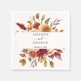 Serviette En Papier Cocktails Mariages fleuris automnaux