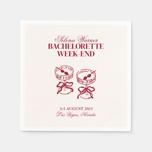 Serviette En Papier Cocktails Modernes Week-end de l'Enterrement de Vi (Devant)