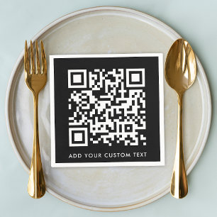 Serviette En Papier Code QR Black Style moderne minimaliste Gras