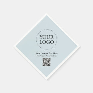 Serviette En Papier Code QR de logo d'entreprise bleu poussiéreux simp