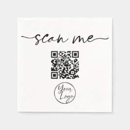 Serviette En Papier Code QR élégant moderne blanc