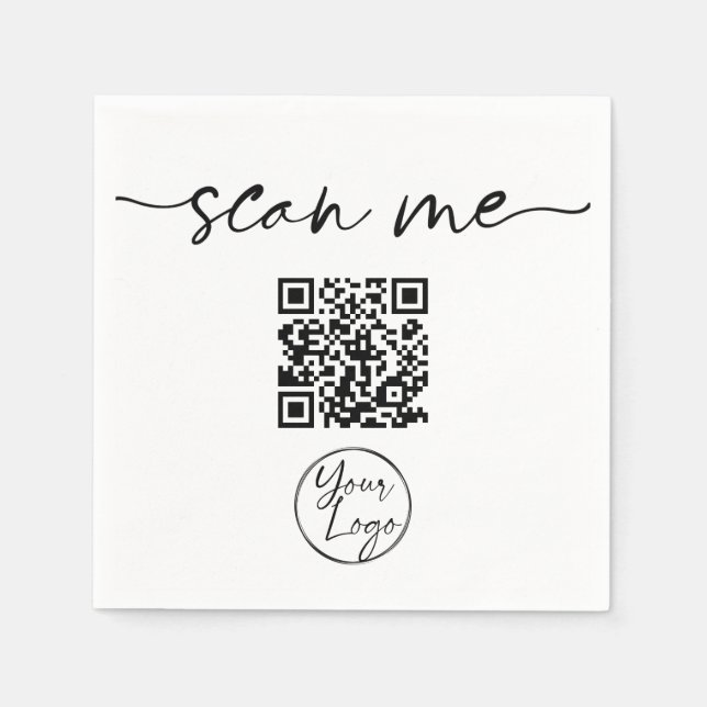 Serviette En Papier Code QR élégant moderne blanc (Devant)