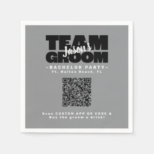 Serviette En Papier Code QR Enterrement de Vie de Garçon Équipe du Mar