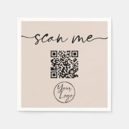 Serviette En Papier Code QR moderne élégant Tan