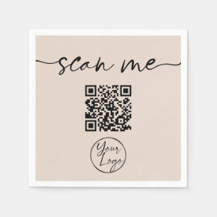 Serviette En Papier Code QR moderne élégant Tan