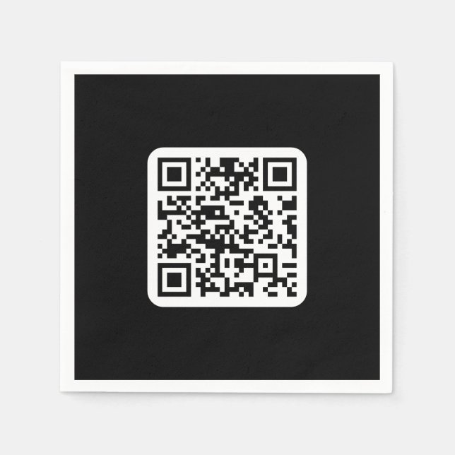 Serviette En Papier Code QR moderne modifiable | Blanc noir ou toute c (Devant)