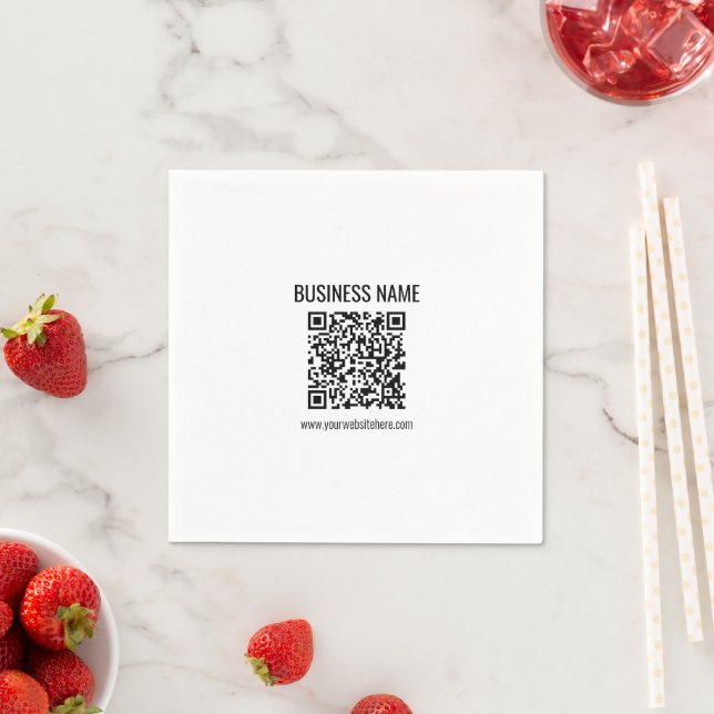 Serviette En Papier Code QR personnalisable et nom commercial (En situation)