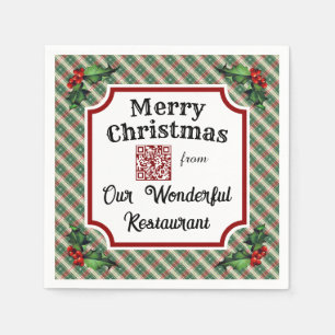 Serviette En Papier Code QR personnalisé Restaurant Noël Plat