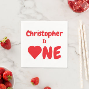 Serviette En Papier Coeur 1er anniversaire