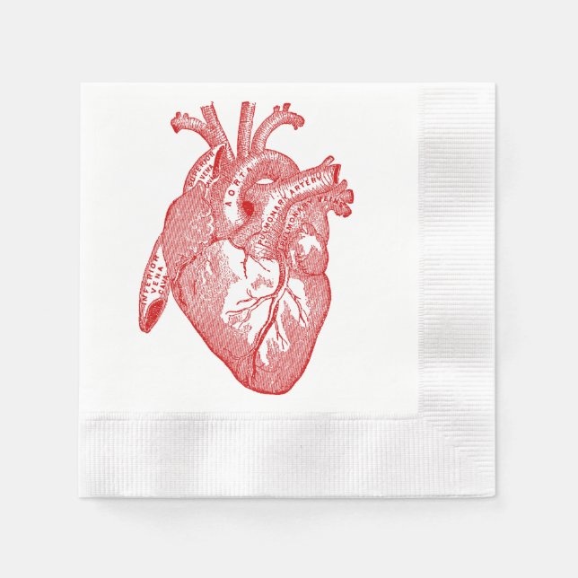 Serviette En Papier Coeur Anatomique Rouge (Devant)