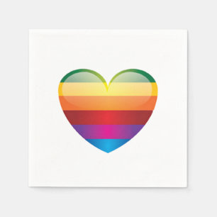 Serviette En Papier Coeur arc-en-ciel