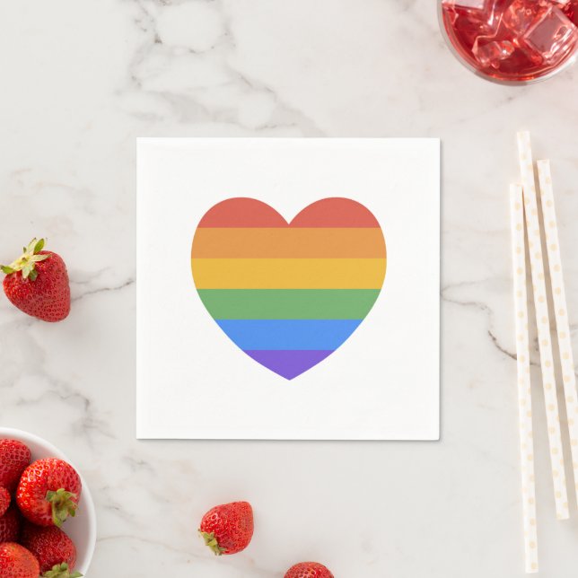 Serviette En Papier Coeur arc-en-ciel (En situation)