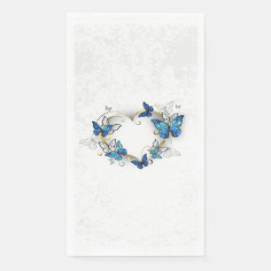 Serviette En Papier Coeur bijoux avec papillons Morpho