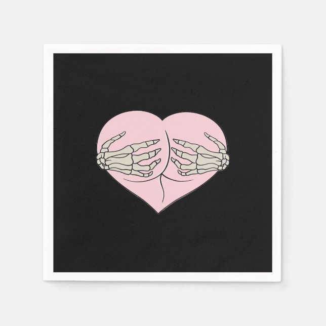 Serviette En Papier Coeur Butt Hug Skeleton Mains Classique (Devant)