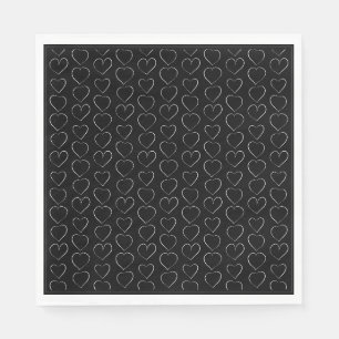 SERVIETTE EN PAPIER COEUR D'AMOUR ROMANTIQUE NAPKIN NOIR
