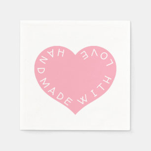 Serviette En Papier Coeur d'amour rose fait main