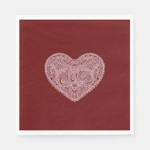 Serviette En Papier Coeur d'amour rose rouge